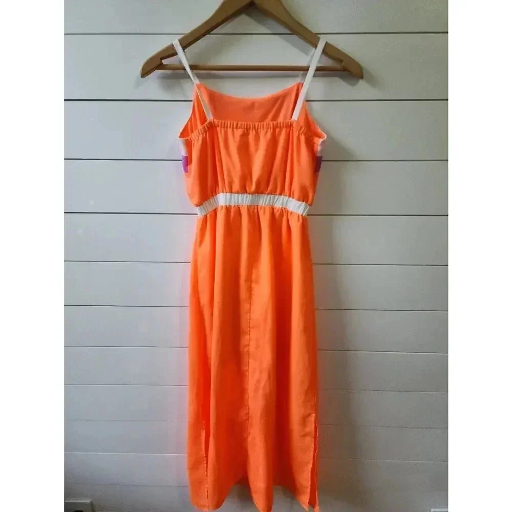 GB Girls Size M Neon Orange and Purple Maxi Dress